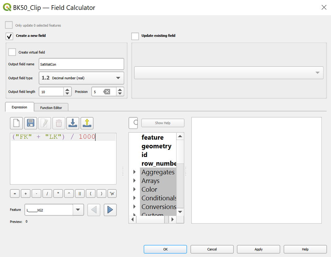 Field Calculator - SatWatCon